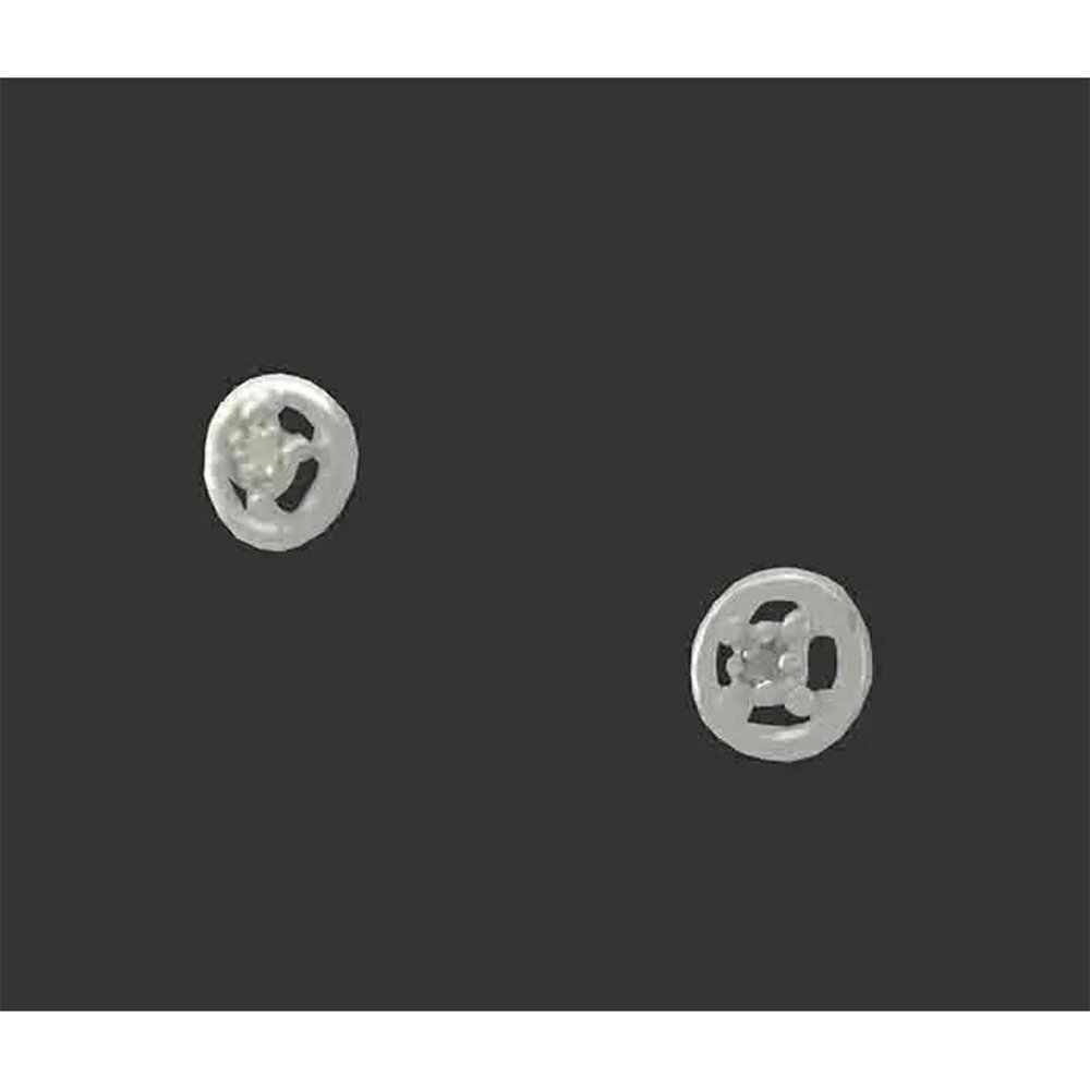 Genuine Diamond Stud Earrings .925 Sterling Silver - Picture 2 of 4